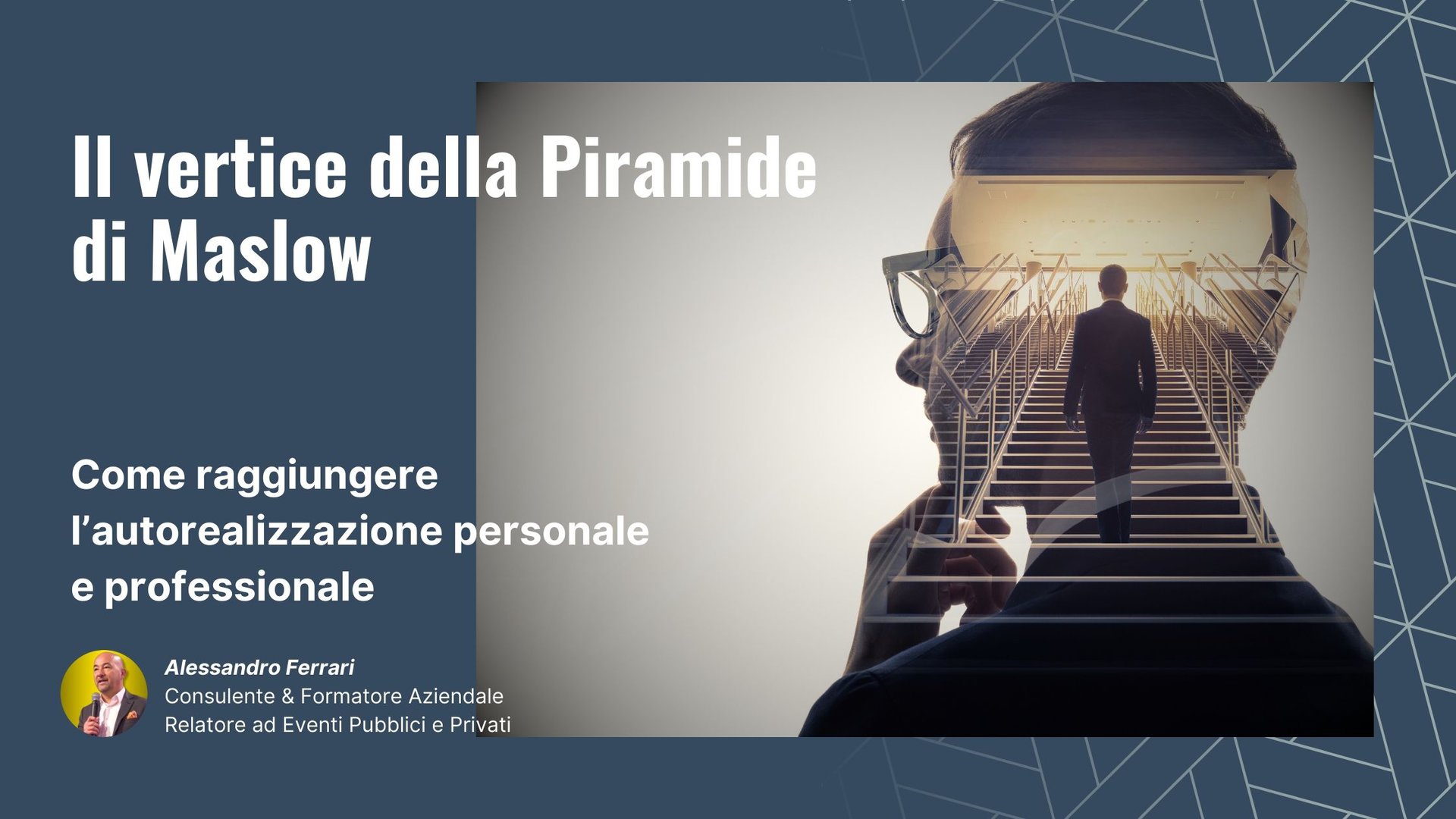 Illustrazione sull’autorealizzazione, vertice della Piramide di Maslow, con focus su crescita personale e sviluppo professionale.