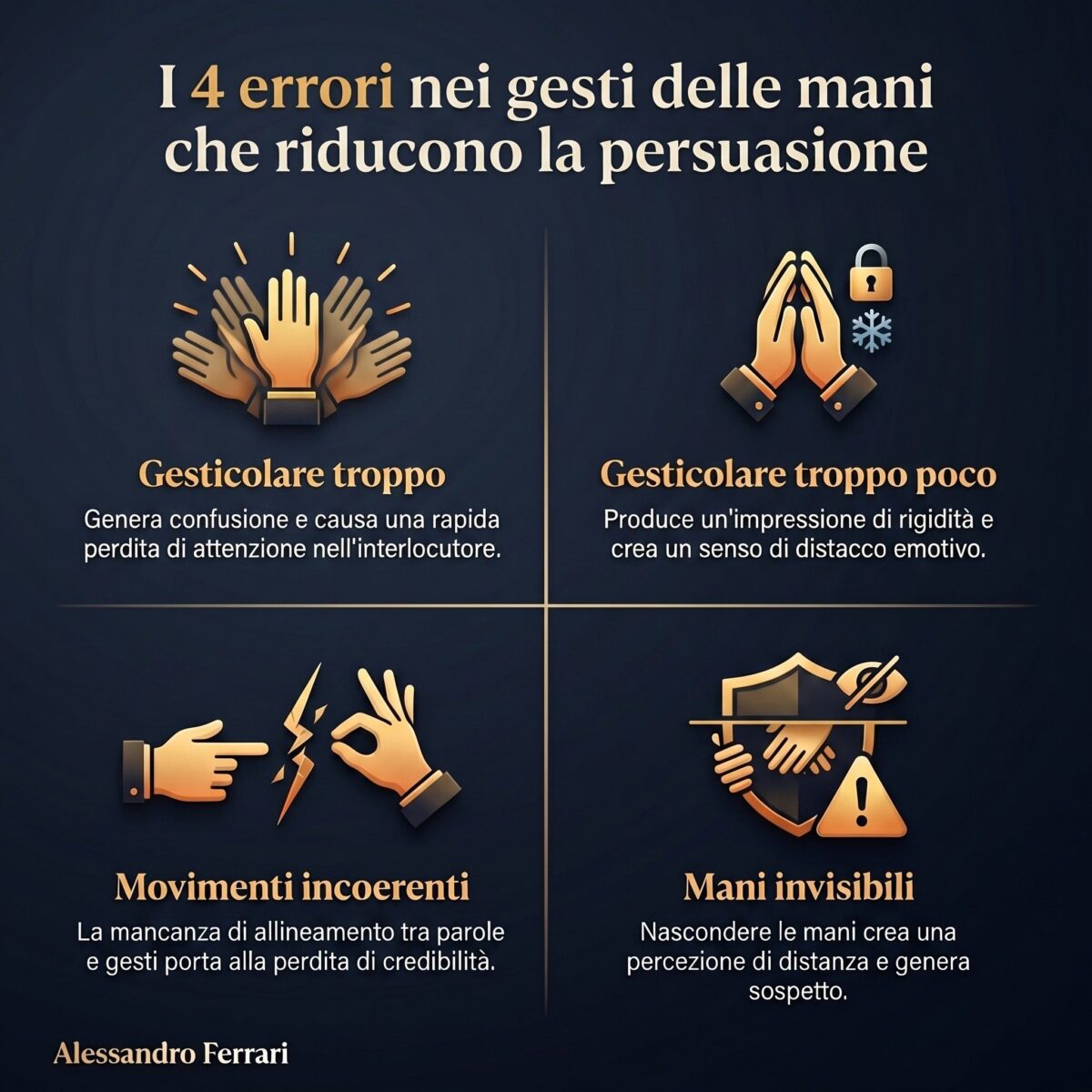 errori nei gesti delle mani nella vendita che riducono la persuasione
