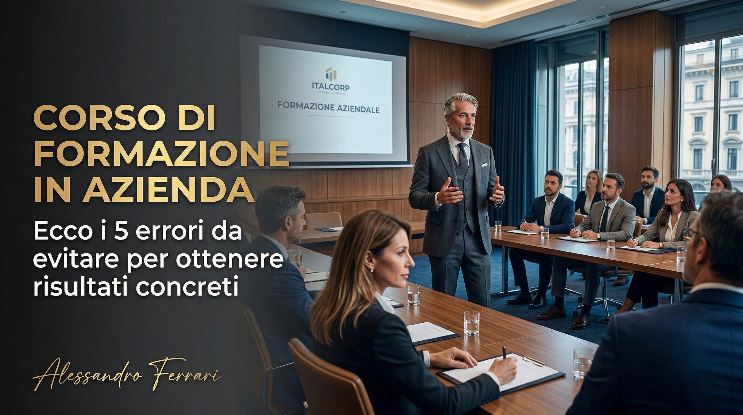 Corso di formazione in azienda con aula e partecipanti durante una sessione formativa professionale