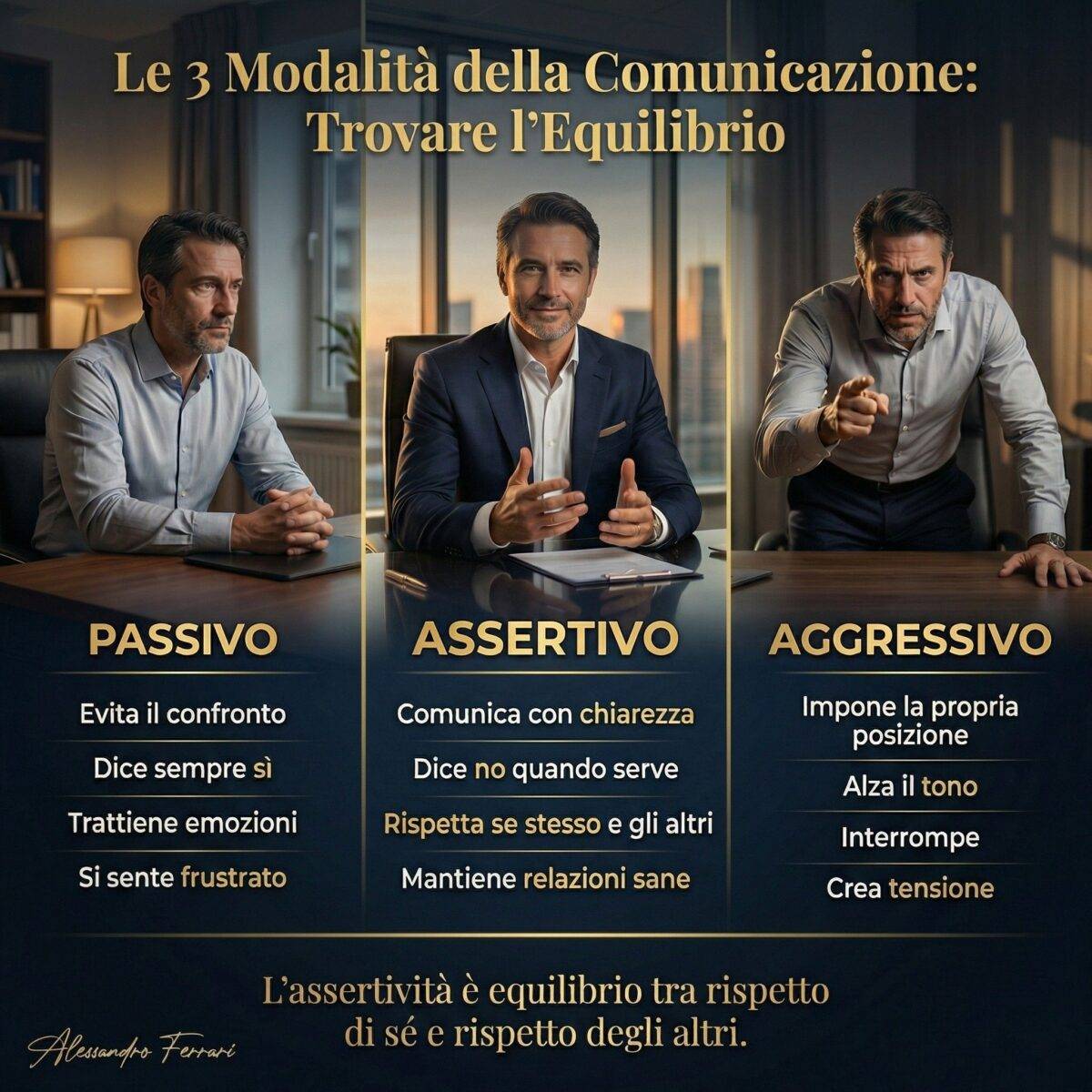 Come essere assertivi: confronto tra comunicazione passiva, aggressiva e assertiva