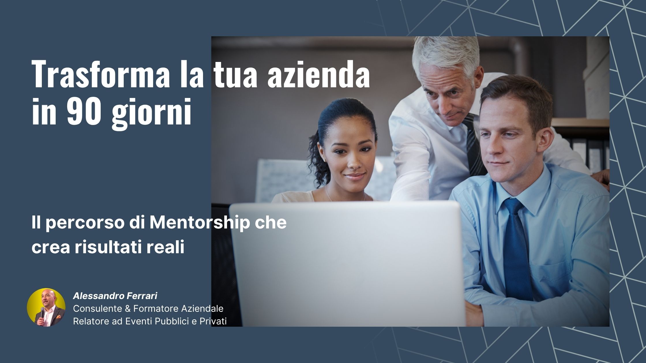 Mentoring eMentorship per PMI – Trasforma la tua azienda in 90 giorni con il percorso strategico di affiancamento aziendale guidato da Alessandro Ferrari.