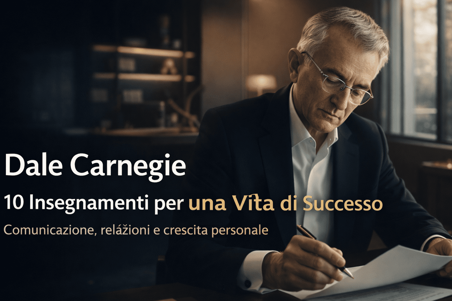 Dale Carnegie 10 insegnamenti per una vita di successo infografica cover articolo su comunicazione efficace e crescita personale