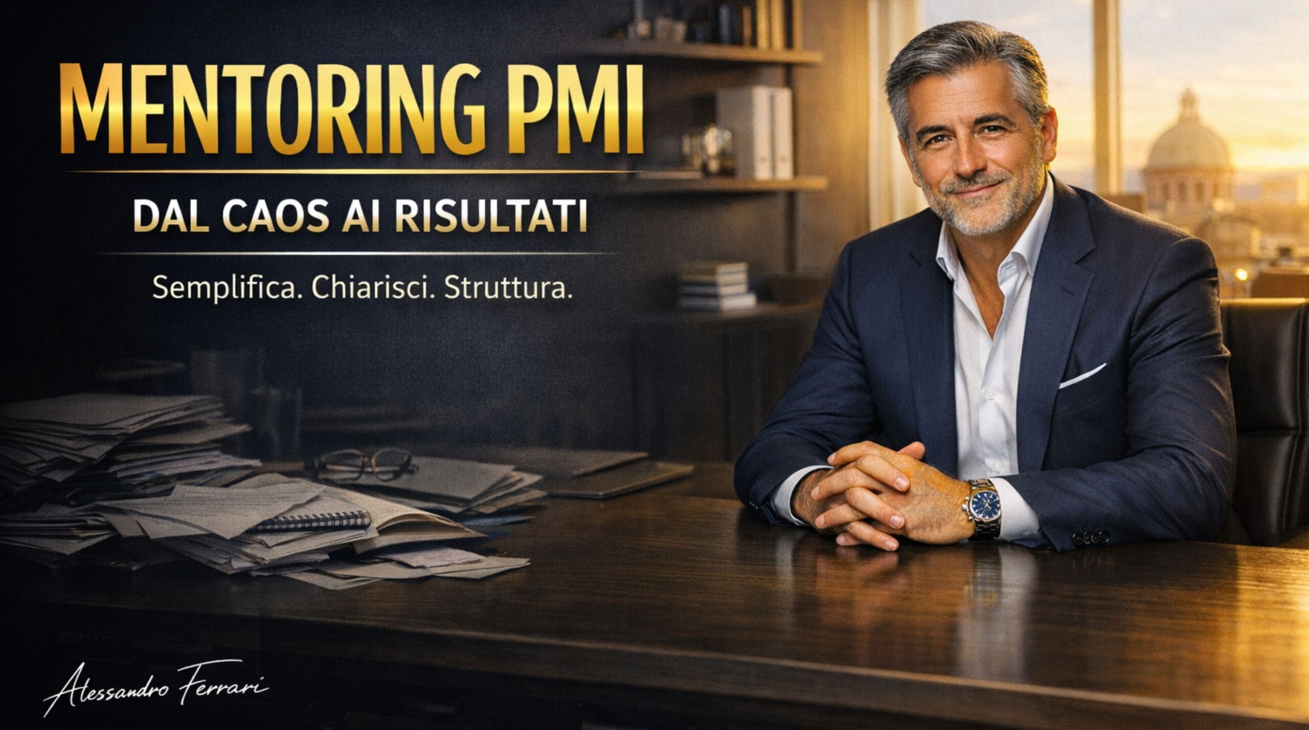 Cover articolo sul mentoring PMI che mostra il passaggio dal caos operativo a risultati concreti attraverso metodo, chiarezza e leadership