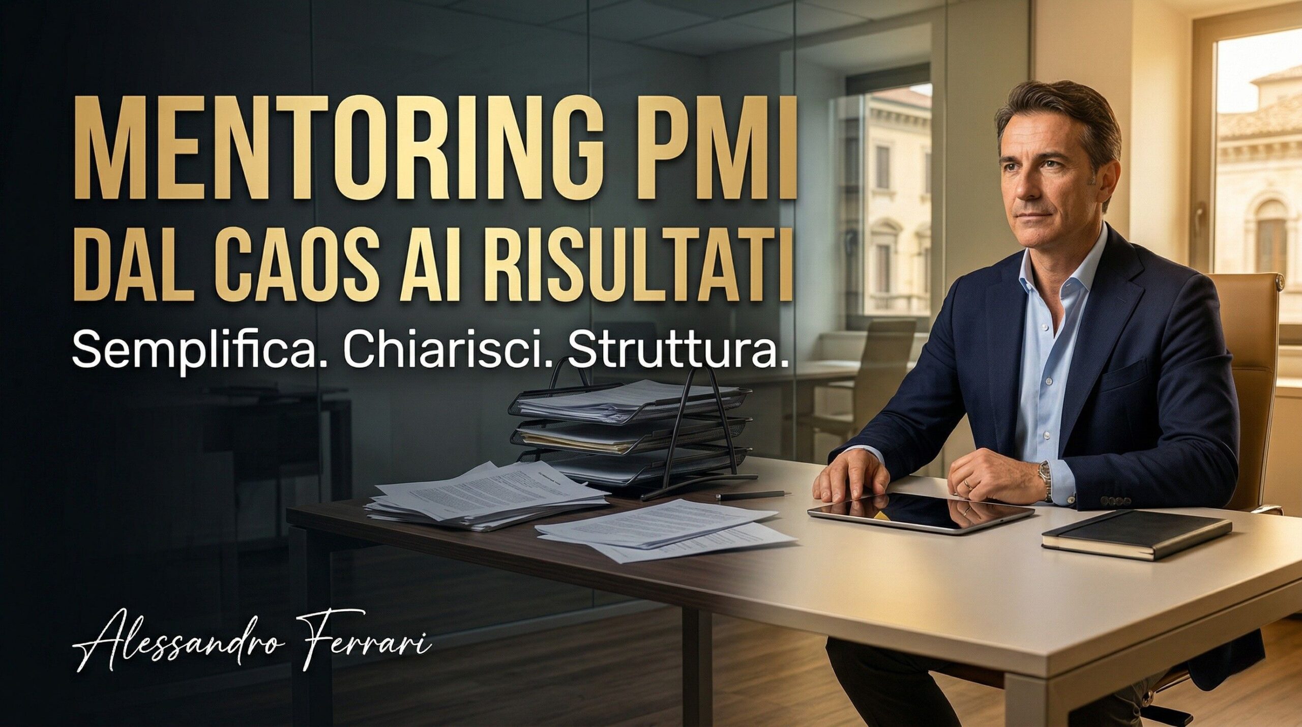 Cover articolo sul mentoring PMI che mostra il passaggio dal caos operativo a risultati concreti attraverso metodo, chiarezza e leadership