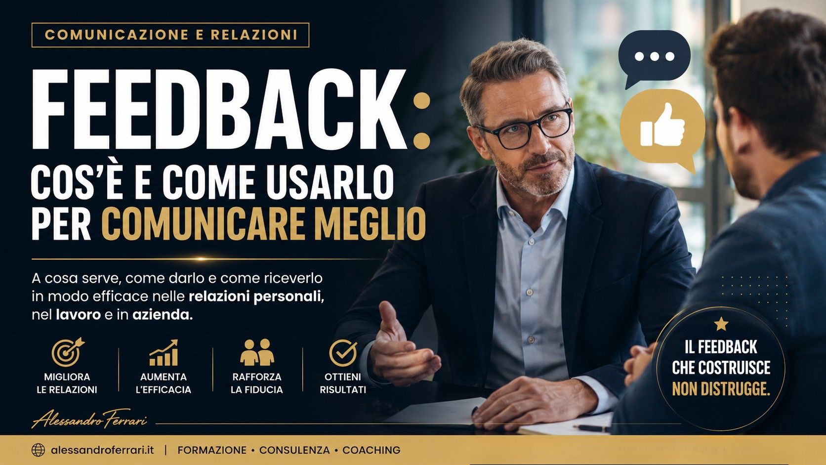 Cover editoriale dell’articolo sul feedback: cos’è e come usarlo per comunicare meglio nelle relazioni, nel lavoro e nella comunicazione.