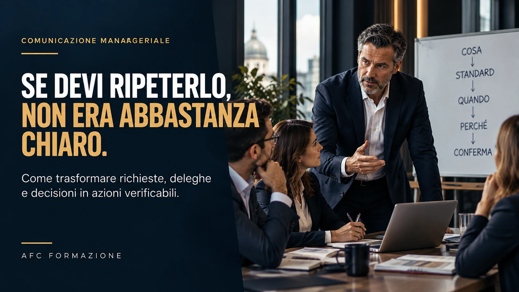 Comunicazione manageriale: manager trasforma richieste, deleghe e decisioni in azioni chiare per il team