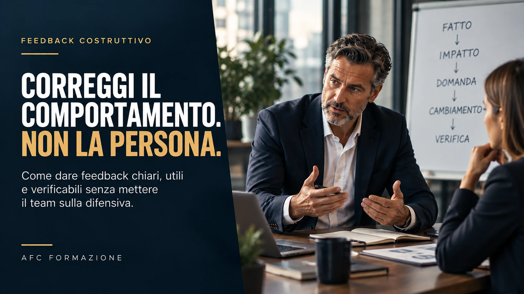 Feedback costruttivo: manager corregge un comportamento con chiarezza senza mettere il collaboratore sulla difensiva