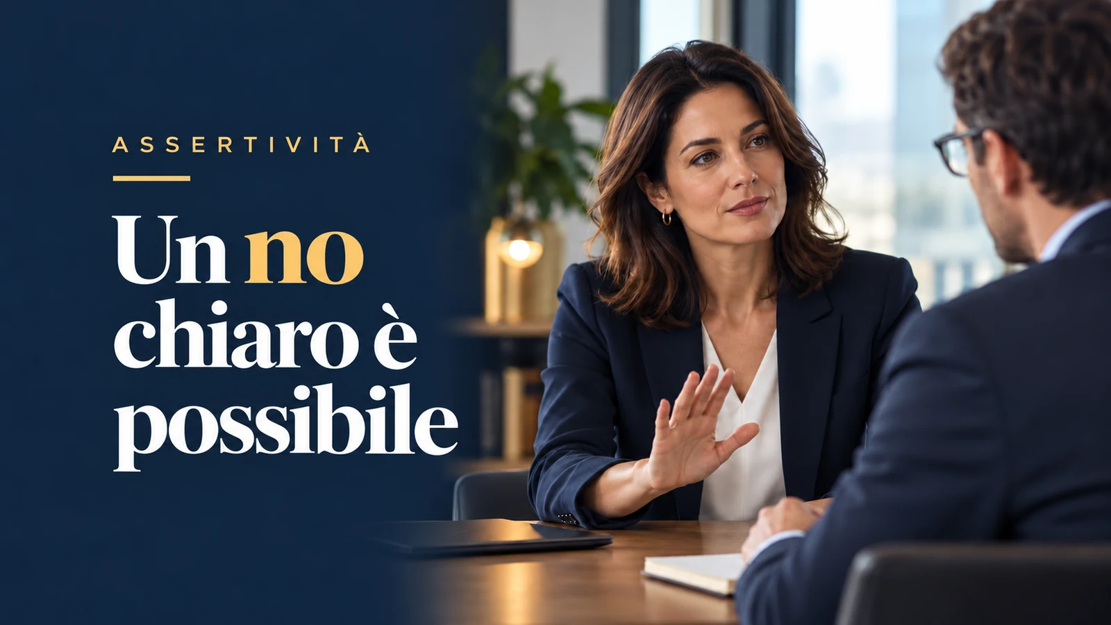 dire di no senza sentirsi in colpa: professionista esprime un limite con calma; headline Un no chiaro è possibile.