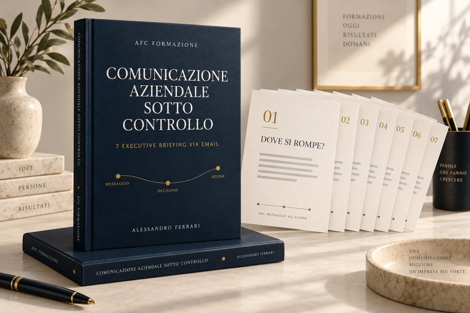 Mockup illustrativo del percorso Comunicazione aziendale sotto controllo: 7 Executive Briefing via email