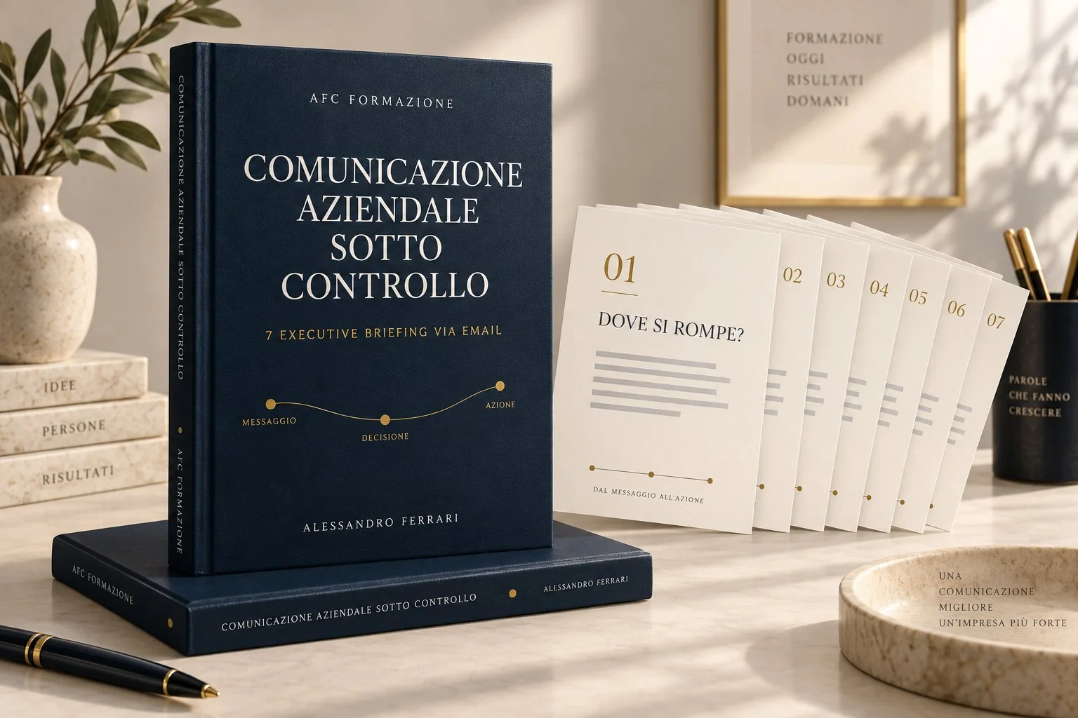 Mockup illustrativo di Comunicazione aziendale sotto controllo: sette briefing via email.