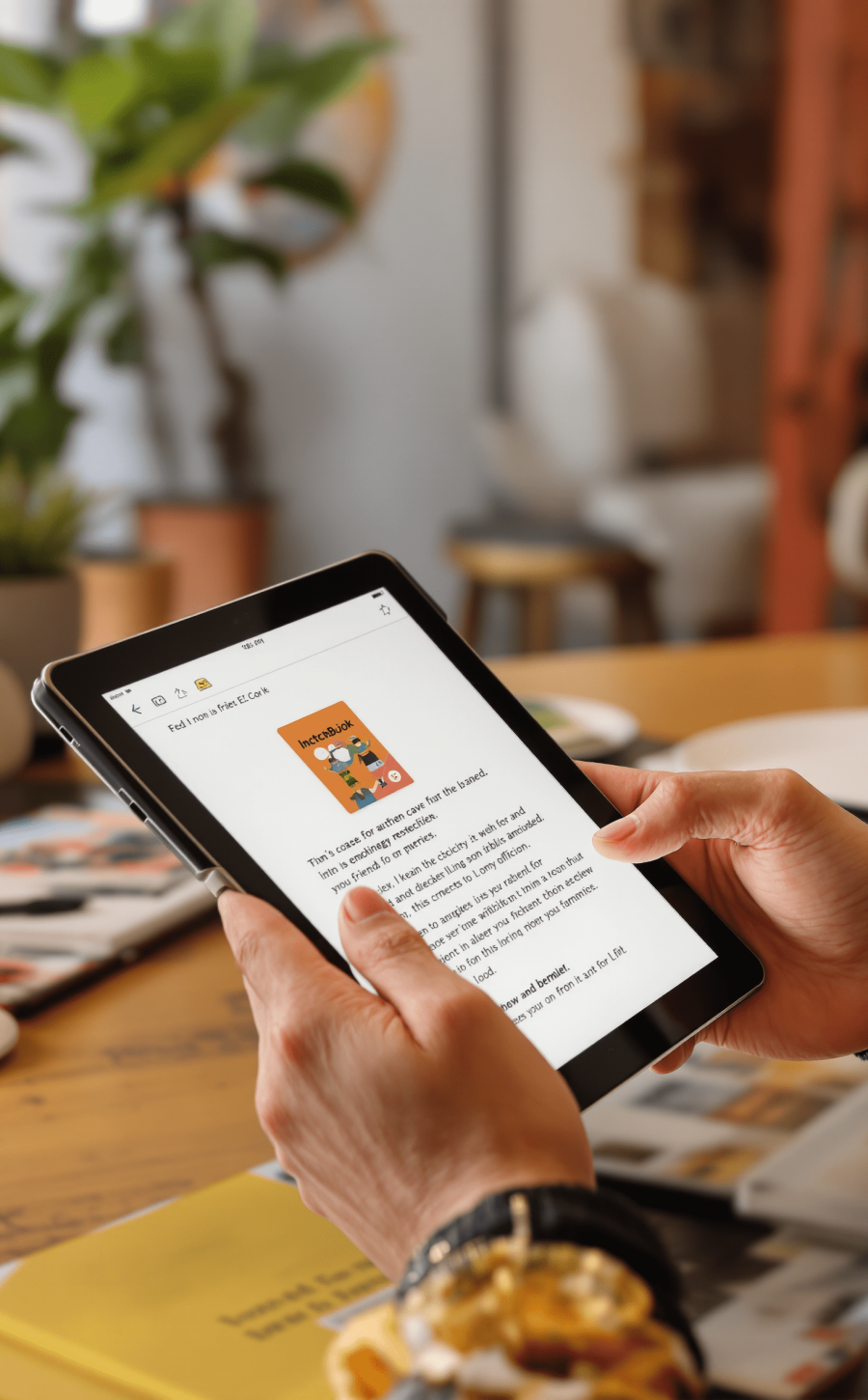 Persona che legge su tablet la guida gratuita “Comunicazione Online” di Alessandro Ferrari, dedicata a migliorare la comunicazione digitale e la propria autorevolezza sul web.